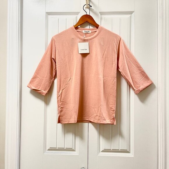 NWT Boxy 3/4 Sleeves Tee Shirt  Pink - Picture 5 of 14